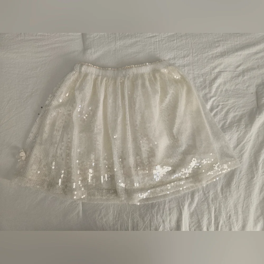 Zara White Sequin Skirt - Picture 5 of 10